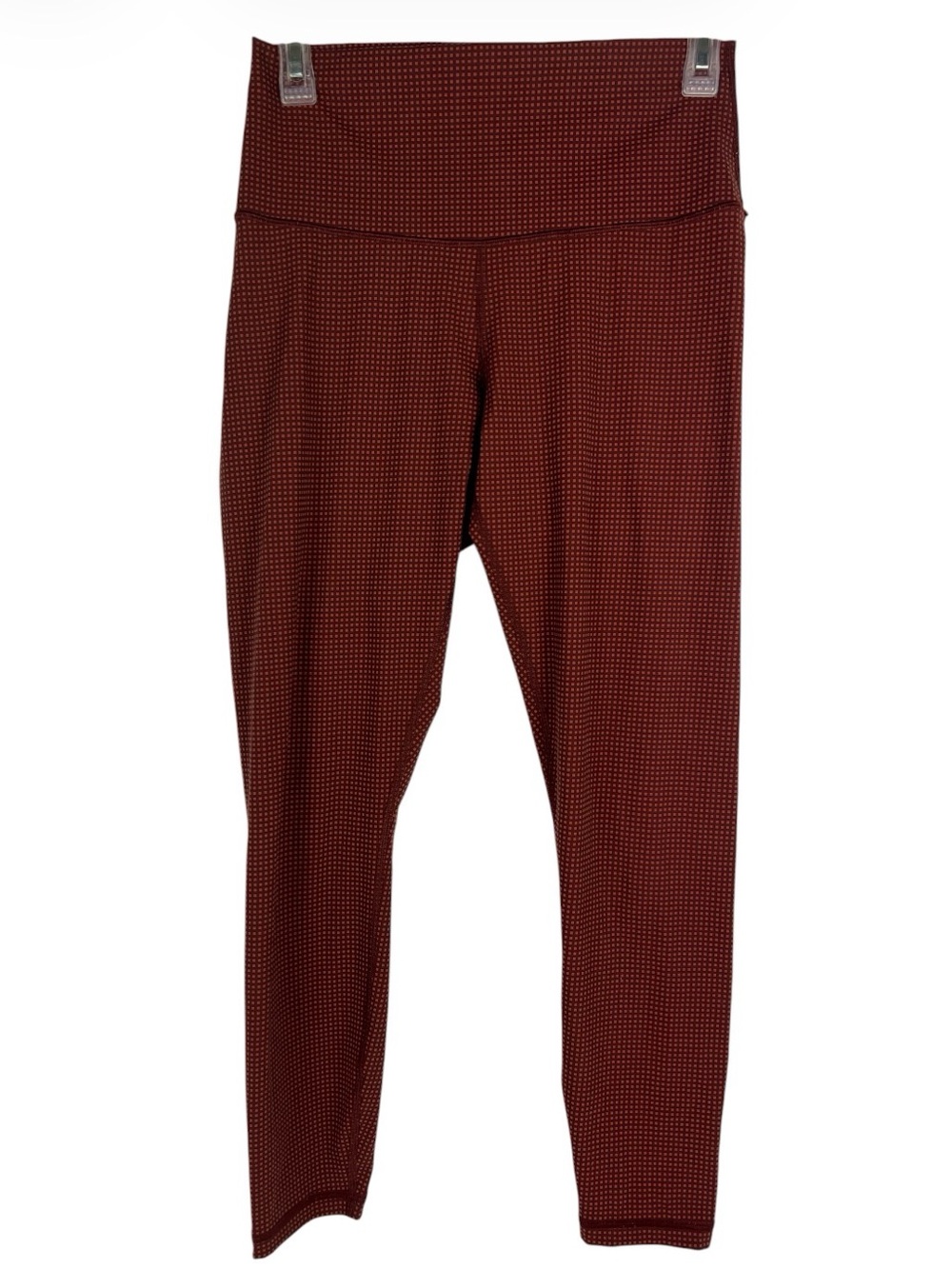 Everlane Sz Medium Perform Legging Ankle Length Orange Rust Grid Pattern